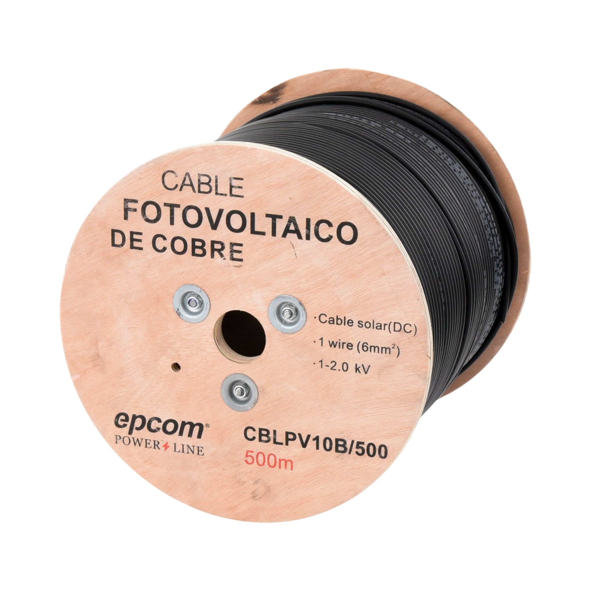 Carrete de 500 Metros / Cable Fotovoltaico Negro / 6mmÂ² (10AWG) / Material COBRE /  2000 Vcc