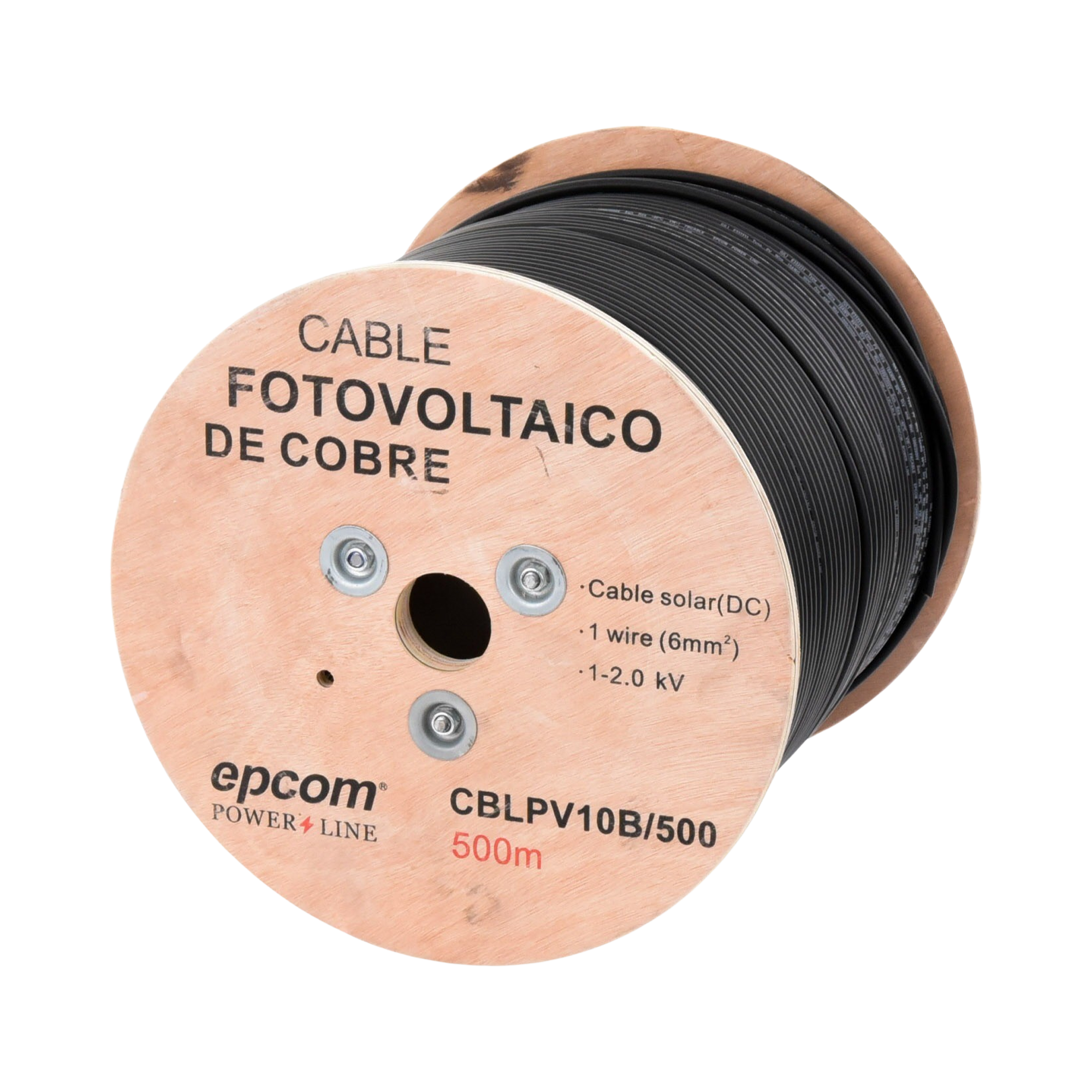 Carrete de 500 Metros / Cable Fotovoltaico Negro / 6mmÂ² (10AWG) / Material COBRE /  2000 Vcc