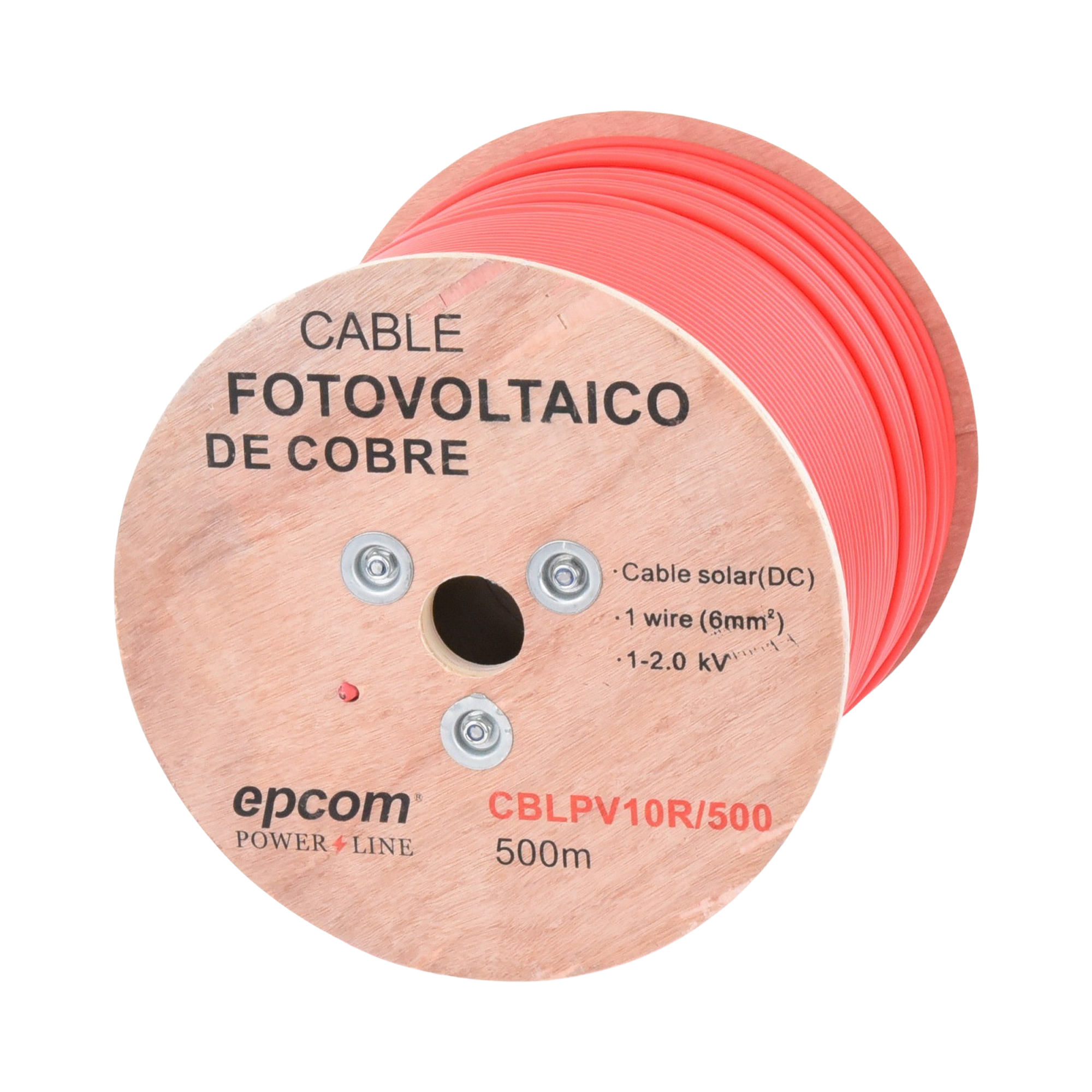 Carrete de 500 Metros / Cable Fotovoltaico Rojo  / Material COBRE / 6mmÂ² (10AWG) / 2000 Vcc