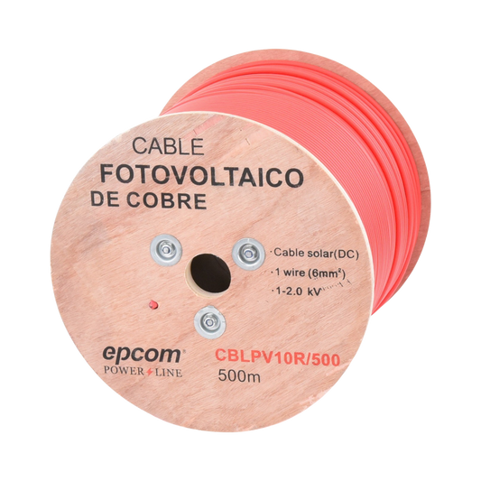 Carrete de 500 Metros / Cable Fotovoltaico Rojo  / Material COBRE / 6mmÂ² (10AWG) / 2000 Vcc