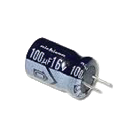Capacitor ElectrolÃ­tico de Aluminio,  Radial de 100 ÂµFd, 16 Vcc, 105 Â°C,  5.0 x 11 mm.