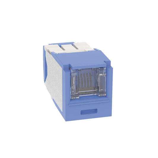 Conector Jack RJ45 Estilo TG con Ventana, Mini-Com, CategorÃ­a 6A, de 8 posiciones y 8 cables, Color Azul