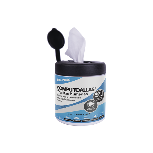 Toallas hÃºmedas antibacteriales, para limpieza de gabinetes, equipos de cÃ³mputo, audio, vÃ­deo y telefonÃ­a, 30 piezas