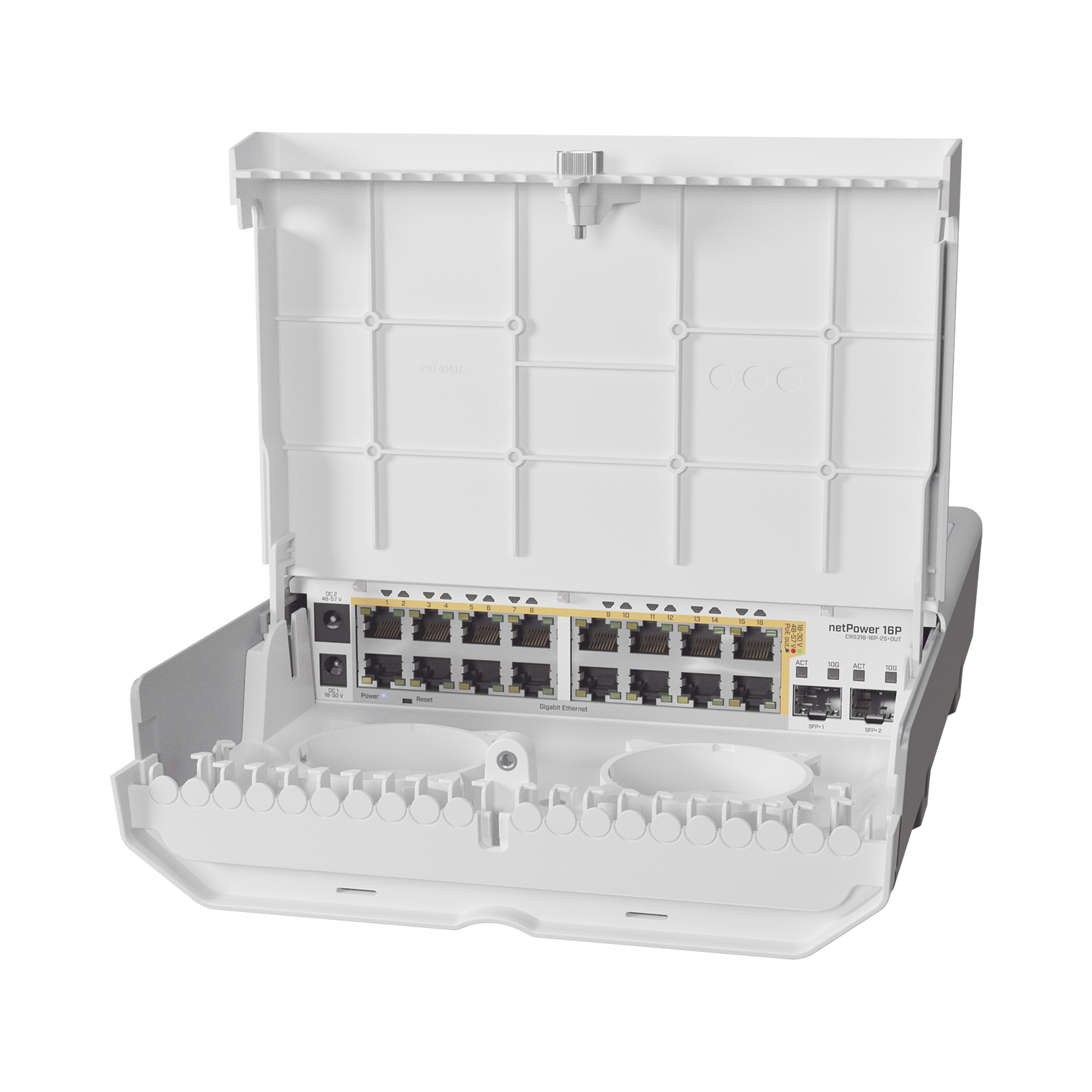 (netPower 16P) Switch administrable Sistema Operativo Dual, 16 puertos c/PoE, 2 puertos 10G SFP+ para Exterior