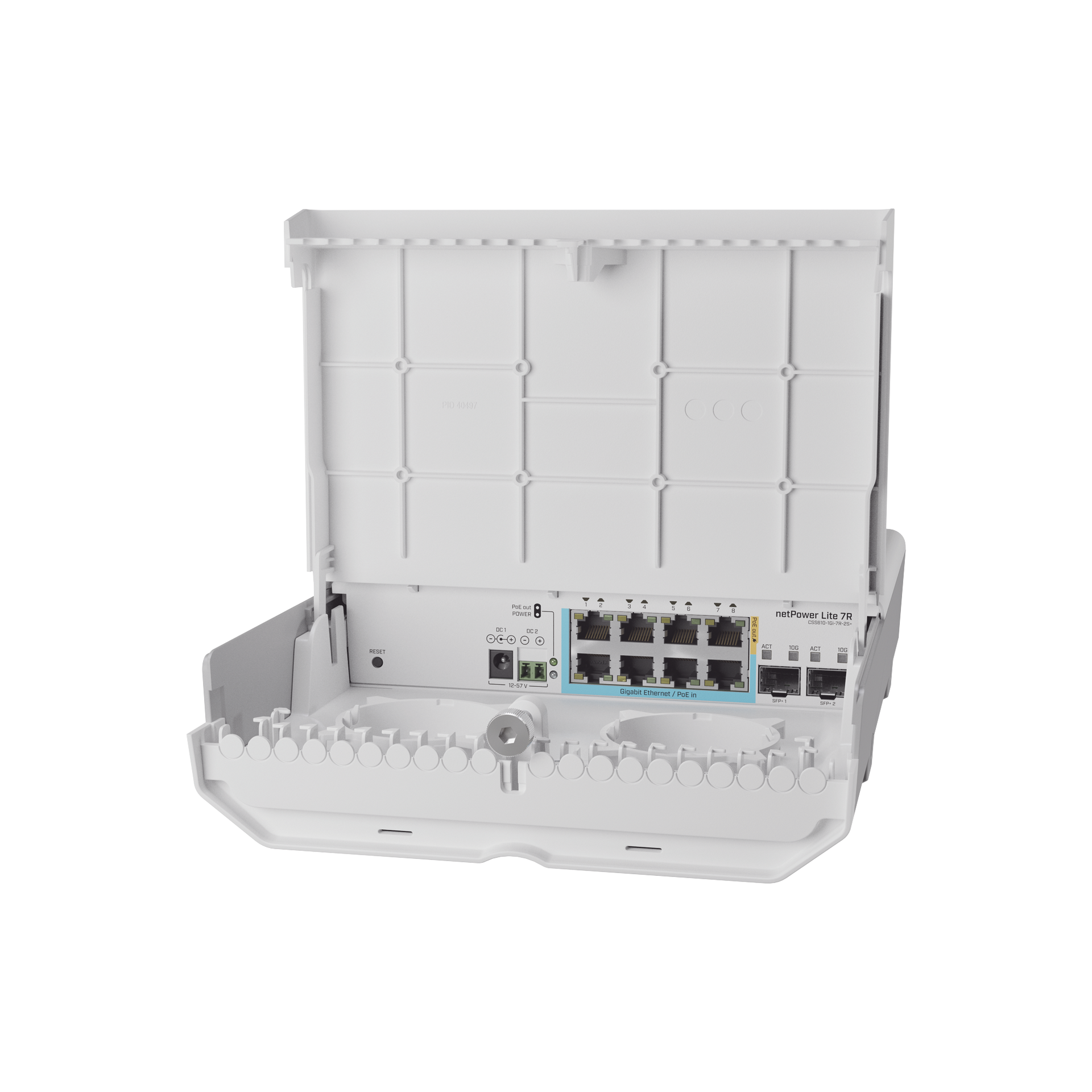 (CSS610-1Gi-7R-2S+OUT) netPower Lite 7R Switch Smart 7 puertos PoE Inverso Gigabit, 2 SFP+ 10G, para exterior