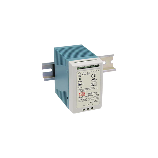 Fuente de poder Riel Din 12V, 100W con Cargador de BaterÃ­a