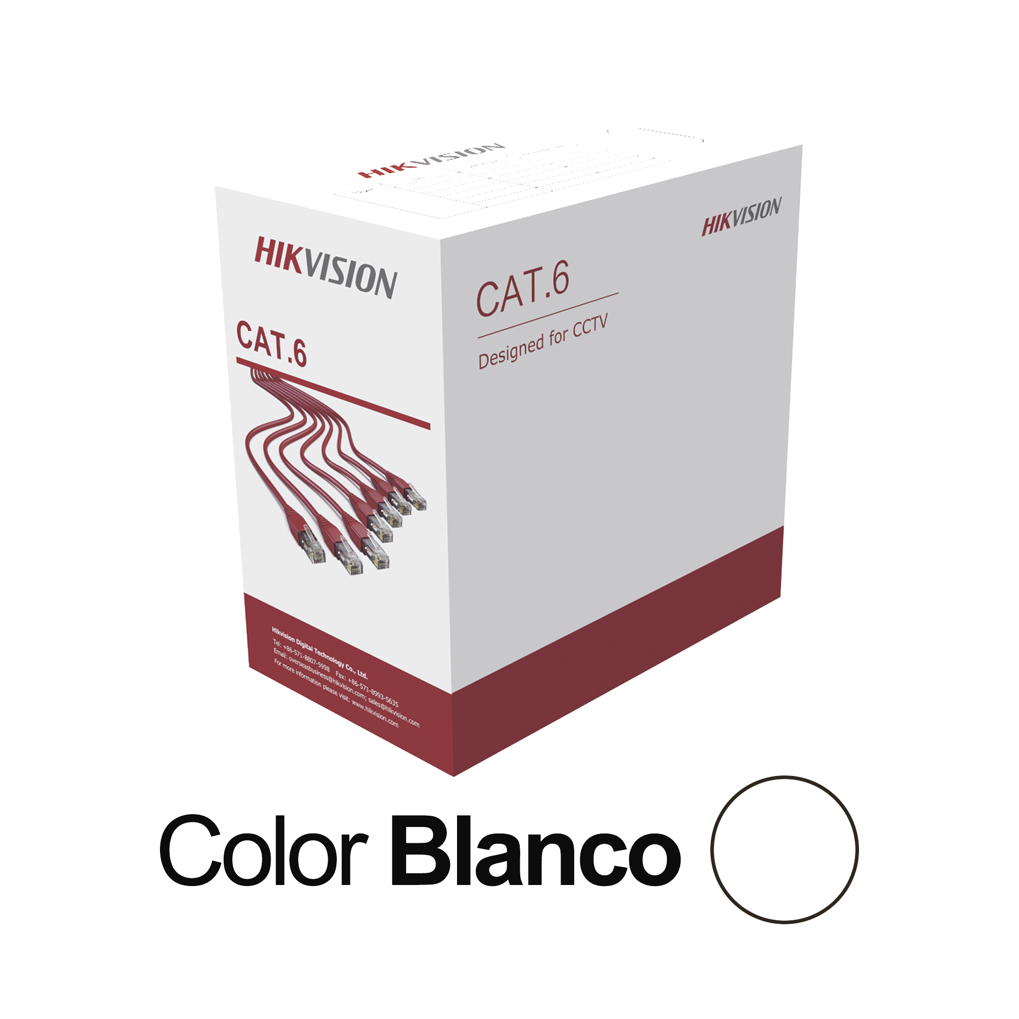 Bobina de Cable UTP 305 Mts / Cat 6 (24 AWG) / Color Blanco / PVC (CM) / Uso en Interior / CCA (Cobre con Aluminio) / Aplicaciones de CCTV y Redes de Datos