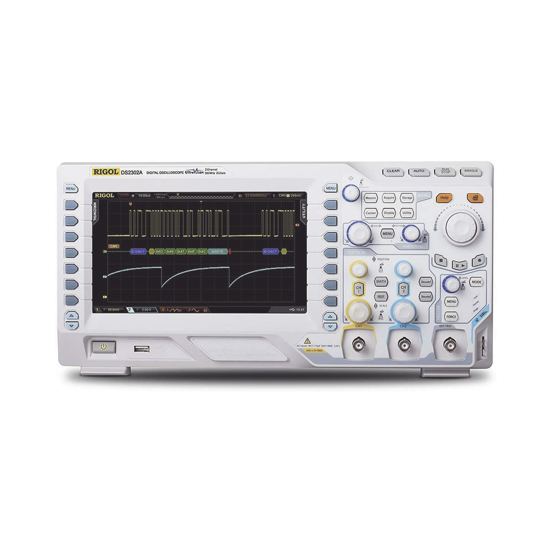 Osciloscopio Digital RIGOL de 2 Canales AnÃ¡logos, 300 MHz de Ancho de Banda AnÃ¡loga, Vel. de Muestreo-Tiempo Real de 2 GS/s, Base de Tiempo (min.) de 1 ns/div.
