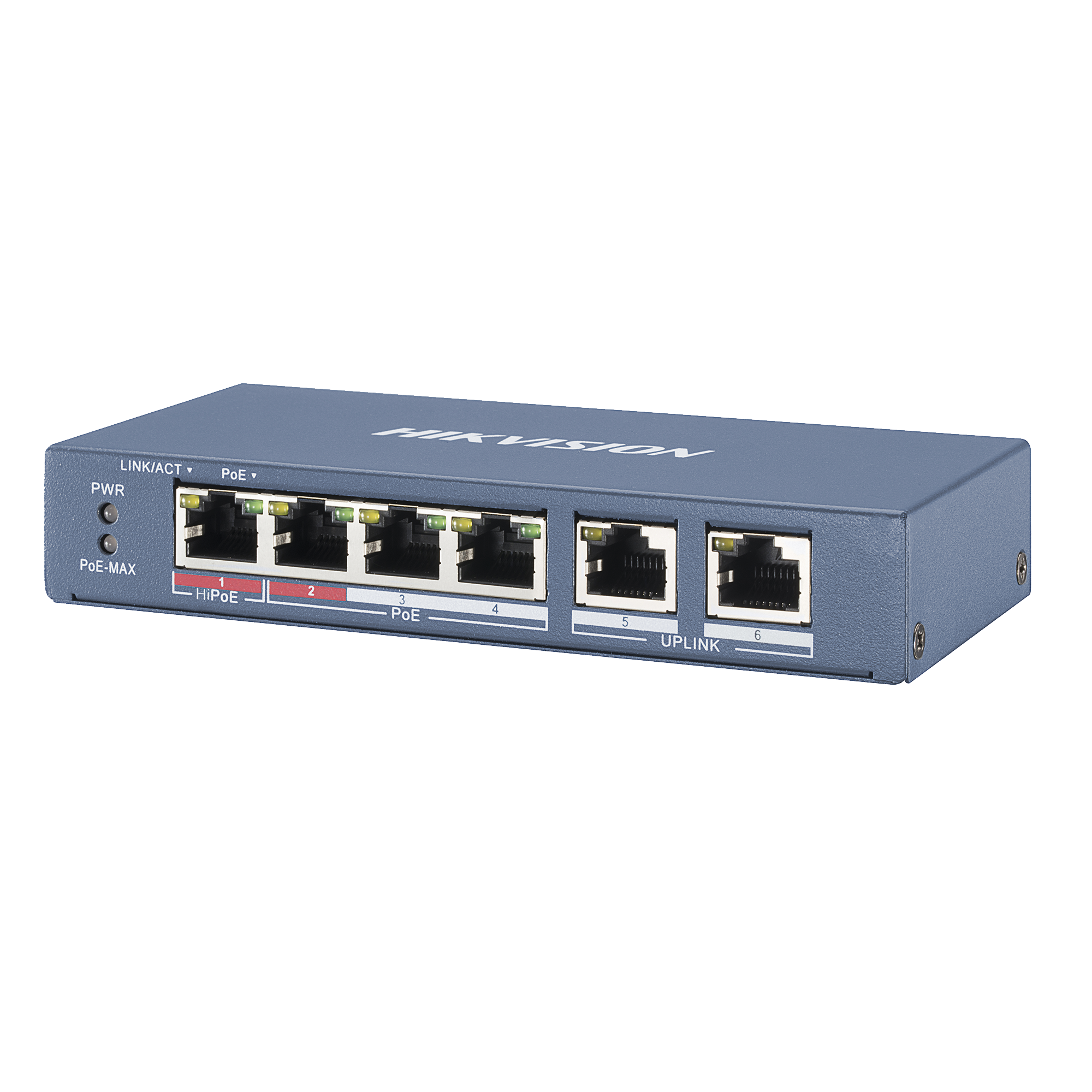 Switch PoE+ / No Administrable / 3 Puertos 10/100 Mbps 802.3 af/at (30 W) + 1 Puerto 10/100 Mbps Hi-PoE (60 W) / 2 Puertos 10/100 Mbps Uplink / Modo Extendido hasta 300 Metros / 60 W