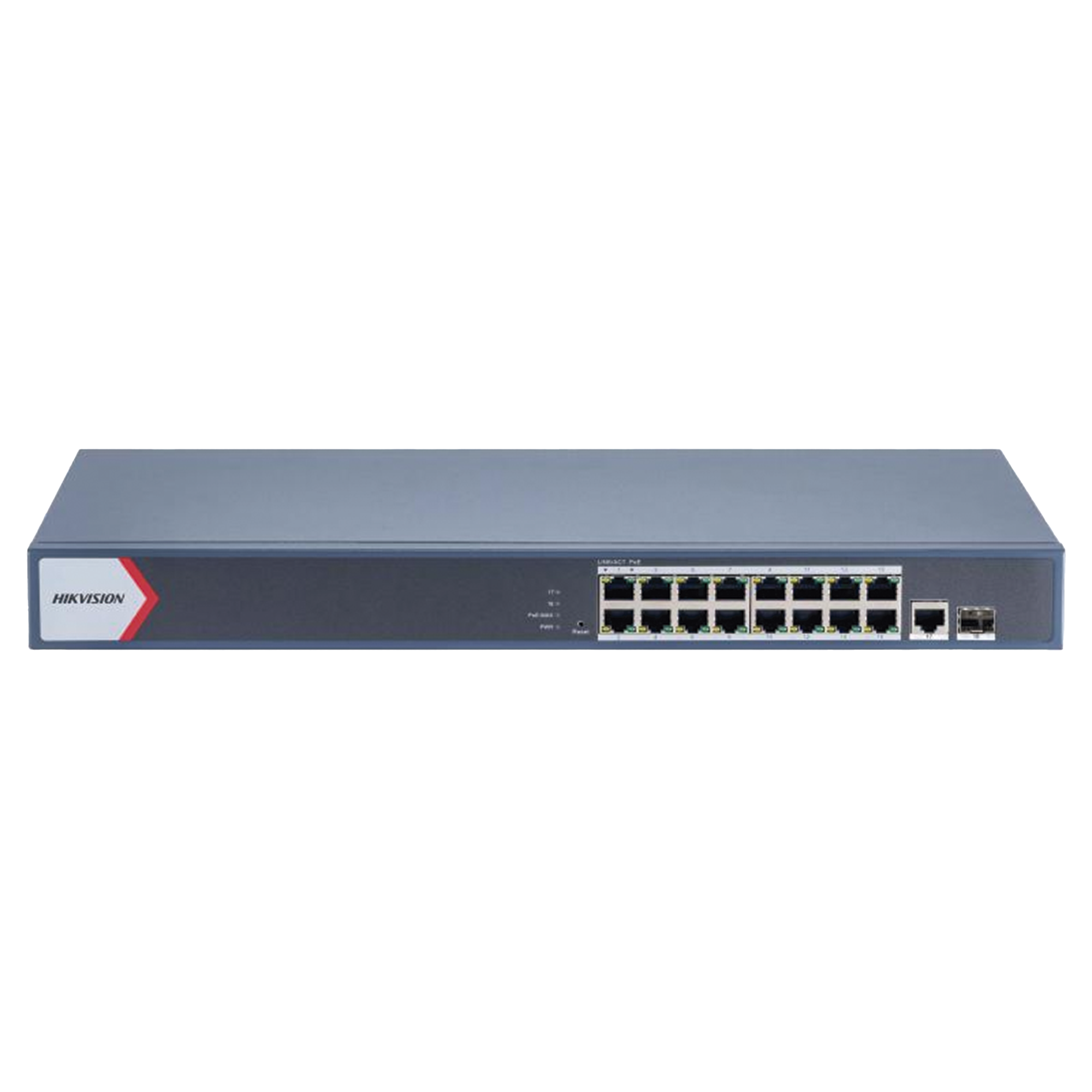 Switch Gigabit PoE+ / Administrable / 16 Puertos 1000 Mbps PoE+ / 1 Puerto 1000 Mbps de Uplink / 1 Puerto SFP /  ConfiguraciÃ³n Nube desde Hik-Partner Pro / Modo Extendido hasta 300 Metros / 230 Watts