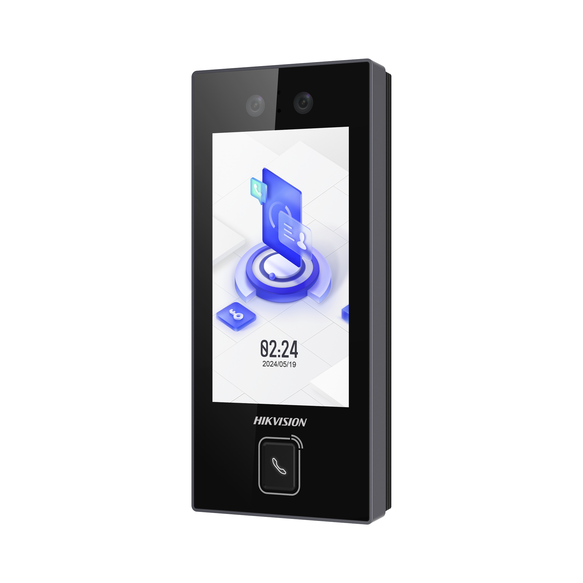 Terminal Facial Min Moe con BOTON DE LLAMADA FÃSICO / 3000 Rostros / Pantalla 4.5" / Administrable en la Nube con Hik-Connect Teams / Exterior IP65 / PoE / WiFi / HIK-IA / SIP Estandar