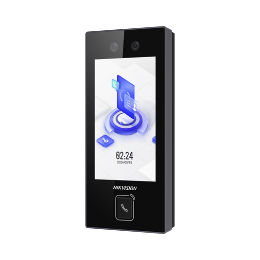 Terminal Facial Min Moe con BOTON DE LLAMADA FÃSICO / 3000 Rostros / Pantalla 4.5" / Administrable en la Nube con Hik-Connect Teams / Exterior IP65 / PoE / WiFi / HIK-IA / SIP Estandar