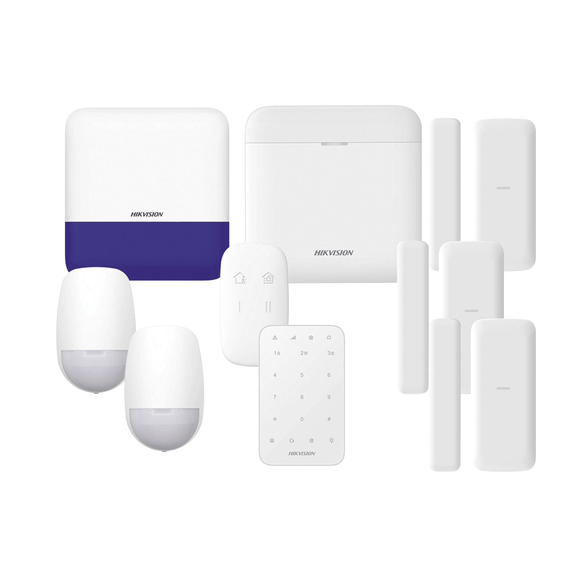 (AX PRO) KIT de Alarma AX PRO / Incluye: 1 Hub con baterÃ­a de respaldo/ 2 Sensores PIR / 3 Contactos MagnÃ©ticos mini / 1 Control Remoto / 1 Sirena Inalambrica Exterior /1 Teclado InalÃ¡mbrico / WiFi / Compatible con Hik-Connect P2P