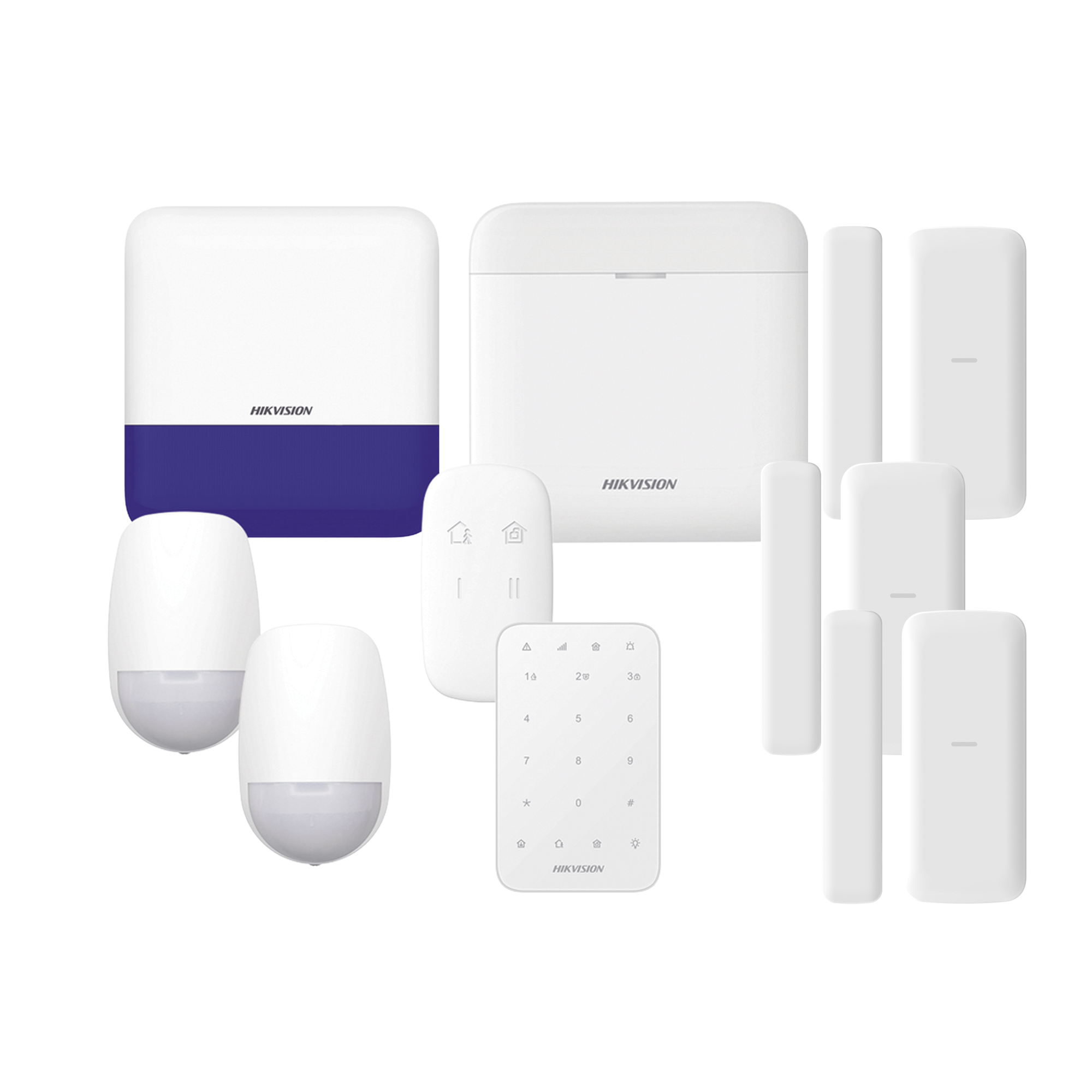 (AX PRO) KIT de Alarma AX PRO / Incluye: 1 Hub con baterÃ­a de respaldo/ 2 Sensores PIR / 3 Contactos MagnÃ©ticos mini / 1 Control Remoto / 1 Sirena Inalambrica Exterior /1 Teclado InalÃ¡mbrico / WiFi / Compatible con Hik-Connect P2P