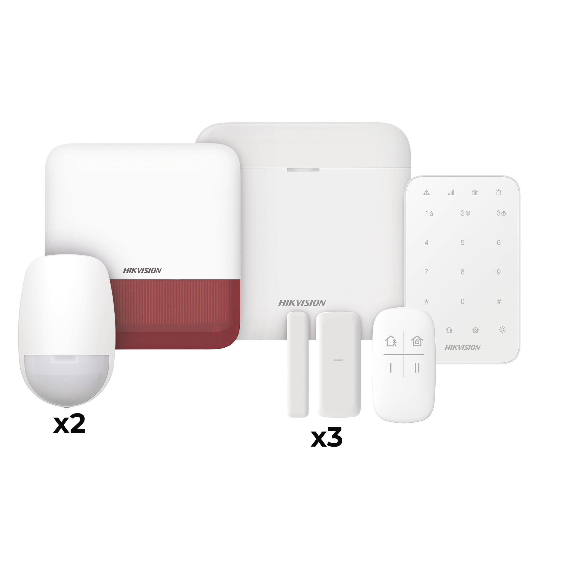 (AX PRO) KIT de Alarma AX PRO / Incluye: 1 Hub / 2 Sensores PIR / 3 Contactos MagnÃ©ticos mini / 1 Control Remoto / 1 Sirena Estrobo en color Rojo InalÃ¡mbrica Exterior /1 Teclado InalÃ¡mbrico / Wi-Fi / Compatible con Hik-Connect P2P
