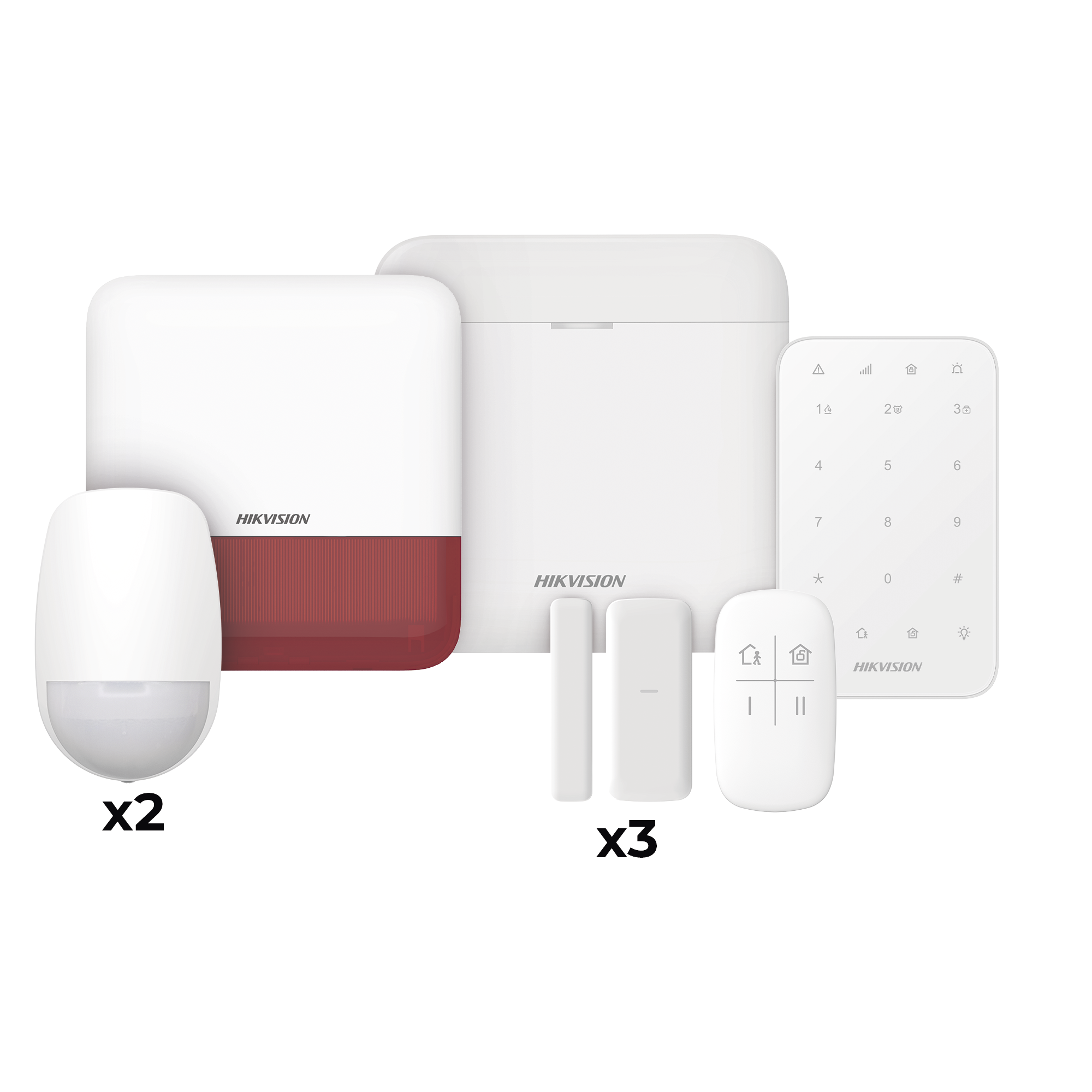 (AX PRO) KIT de Alarma AX PRO / Incluye: 1 Hub / 2 Sensores PIR / 3 Contactos MagnÃ©ticos mini / 1 Control Remoto / 1 Sirena Estrobo en color Rojo InalÃ¡mbrica Exterior /1 Teclado InalÃ¡mbrico / Wi-Fi / Compatible con Hik-Connect P2P