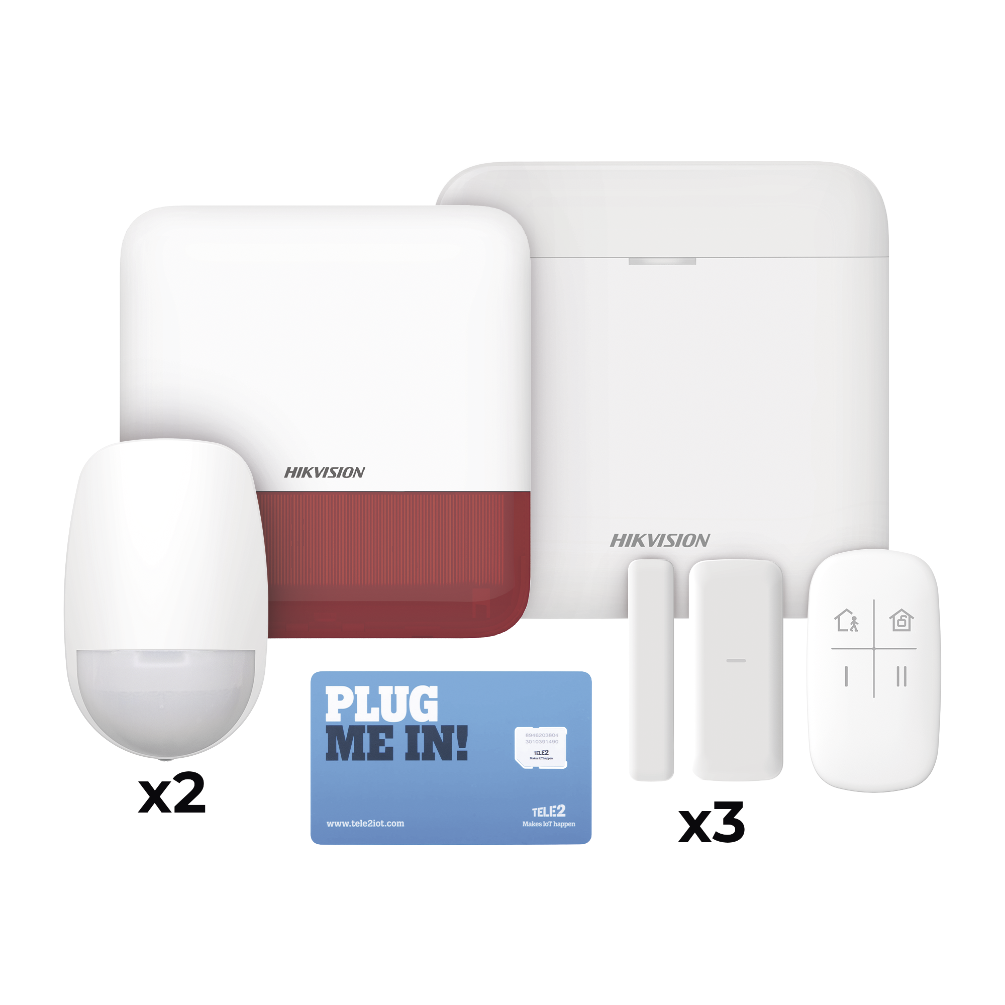 (AX PRO) KIT de Alarma AX PRO con GSM (3G/4G), Wi-Fi y Ethernet / Incluye: 1 Hub  con baterÃ­a de respaldo / 2 Sensores PIR / 3 Contactos MagnÃ©ticos Slim / 1 Control Remoto / 1 Sirena Roja Inalambrica Exterior