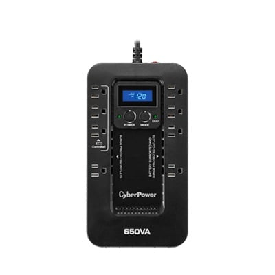 UPS de 650 VA/390 W, TopologÃ­a Standby con Modo Ahorrador ECO, Entrada 120 Vca NEMA 5-15P, Con 8 Tomas NEMA 5-15R