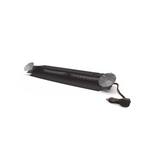 Luz de Visera, 12-24 Vcc con enchufe vehicular, doble cabezal, dual color, rojo/blanco/azul/claro