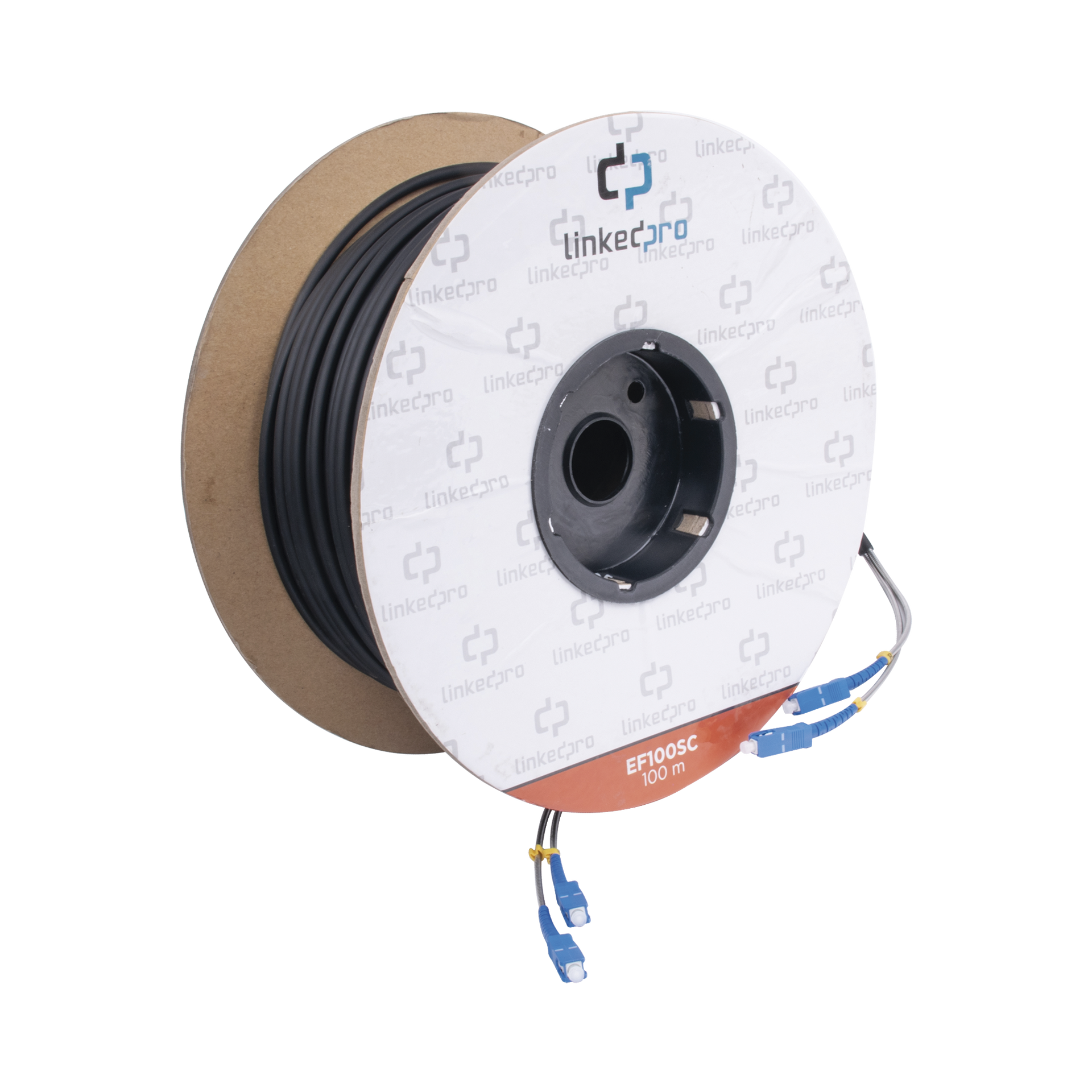 Carrete de Fibra Ãptica Monomodo con Conectores SC-SC Duplex, Reforzada con Kevlar, de 100 metros