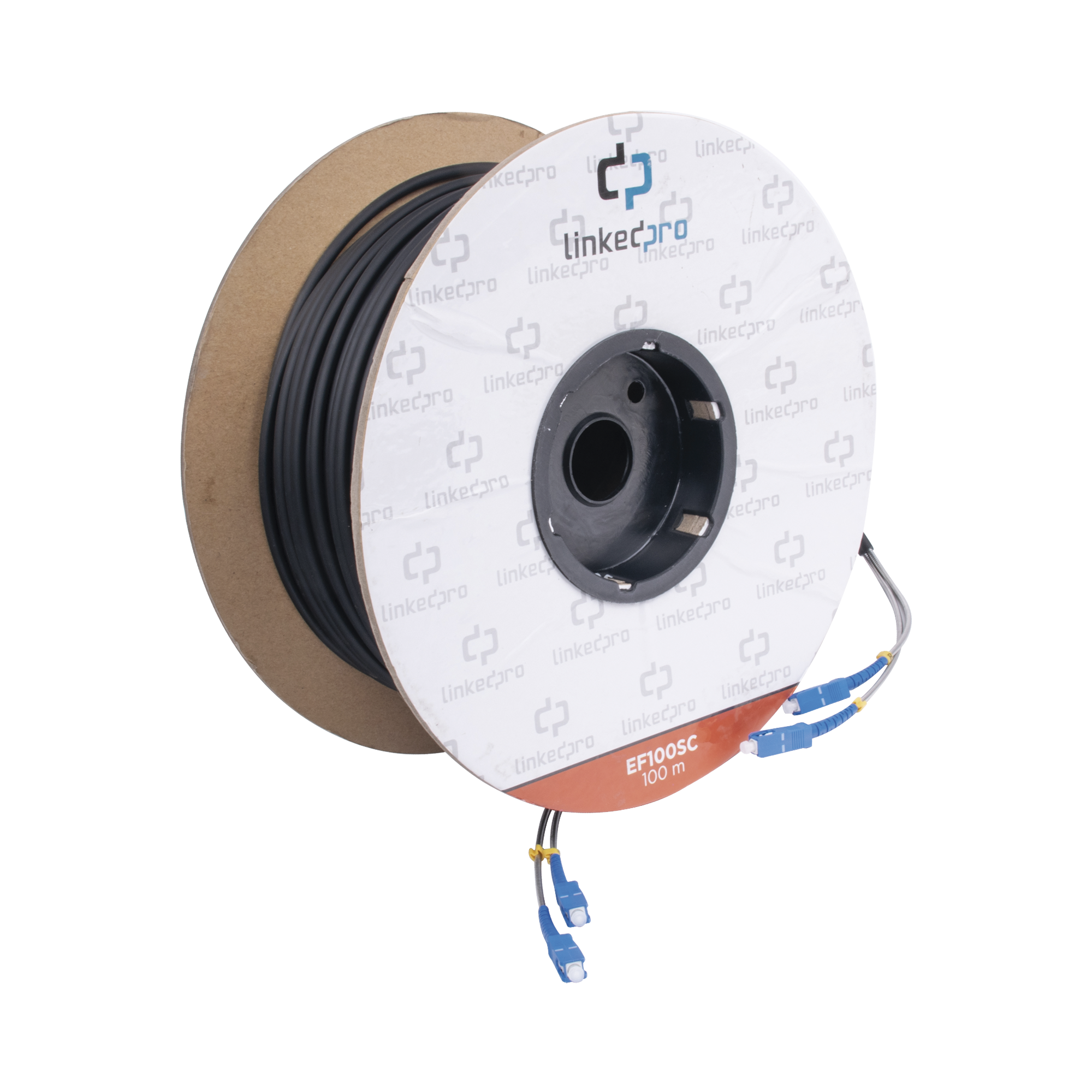 Carrete de Fibra Ãptica Monomodo con Conectores SC-SC Duplex, Reforzada con Kevlar, de 100 metros