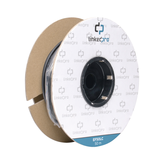 Carrete de Fibra Ãptica Monomodo con Conectores LC-LC Duplex, Reforzada con Kevlar, de 50 metros, Para instalaciones subterrÃ¡neas por tuberÃ­a