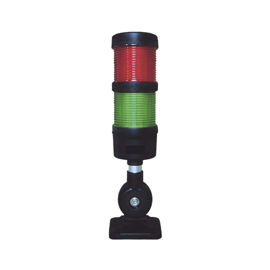 Torre LED Indicadora de estado de 2 niveles color Rojo y Verde, con Buzzer integrado a 85 dB,  a 110-240 VCA con Montaje incluido de 60 mm de diÃ¡metro