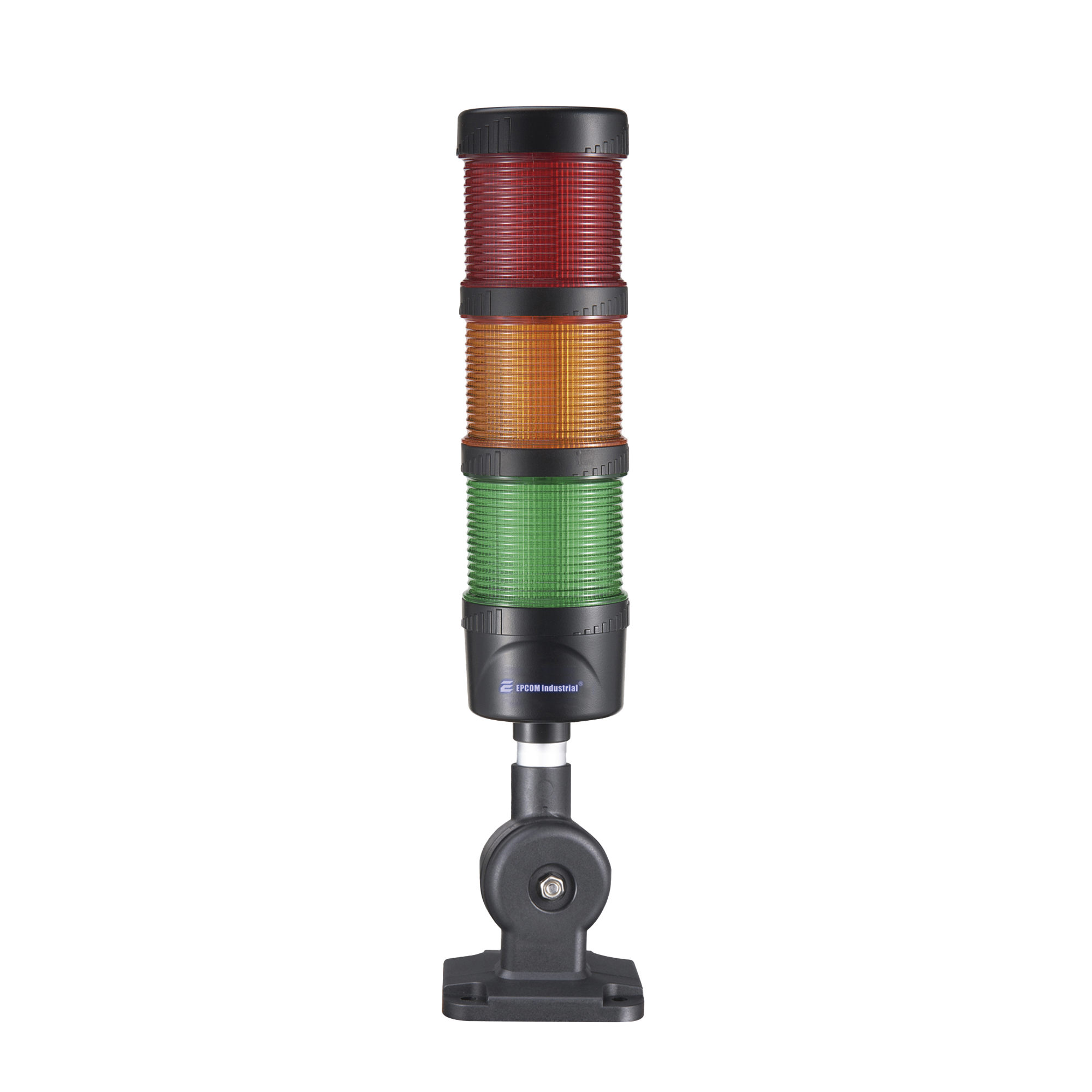Torre LED Indicadora de estado de 3 niveles color Rojo, Ãmbar y Verde, con Buzzer integrado a 85 dB,  a 24 VCD con Montaje incluido de 60 mm de diÃ¡metro