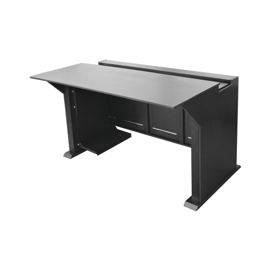 Escritorio EstaciÃ³n Mobiliaria Profesional de Monitoreo y Control / Videovigilancia / Acceso / Alarmas / Etc... / Metal Negro y Madera Tono Oscuro