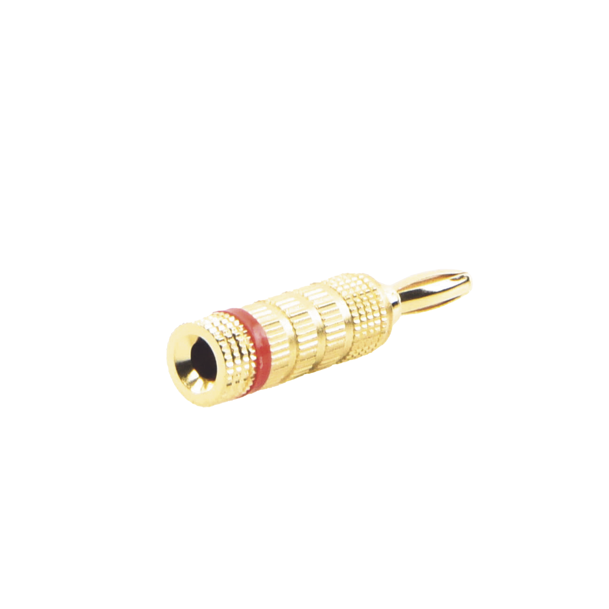 Conector Banana Tipo Tornillo para Bocinas | Instalaciones Profesionales de Audio | Chapado en Oro | Color Rojo (1 Pieza)