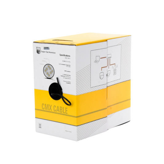 Bobina de cable de 305 m (1000 ft) Cat5e, AleaciÃ³n de Cobre y Aluminio (CCA), color Negro, Uso Interior.