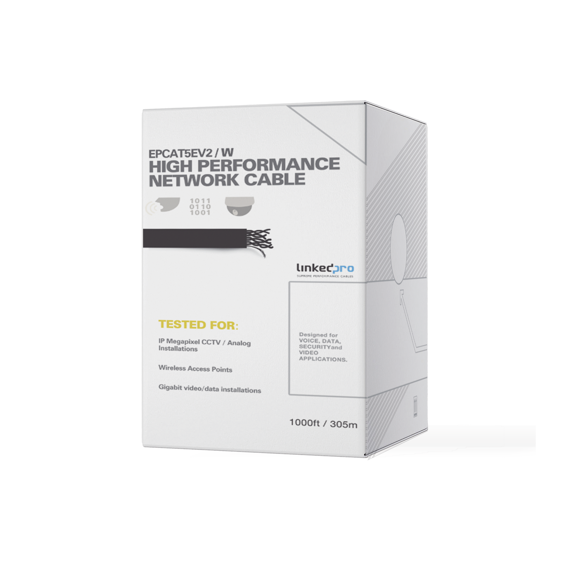 Bobina de 305 m (1000 ft) Cat5e, aleaciÃ³n de cobre y aluminio ( CCA ) color blanco, uso interior