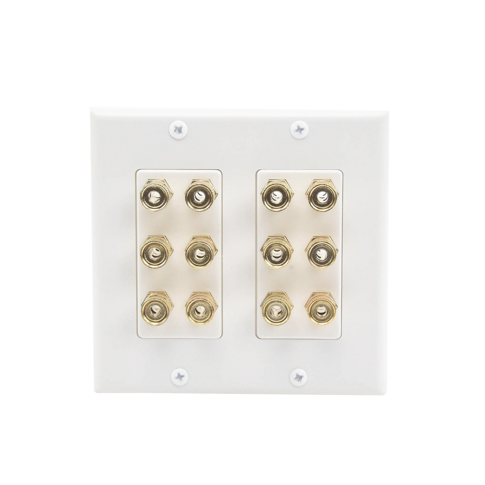 Placa de Pared | Postes de Unión Tipo Banana | Conexión para 6 Altavoces | Fácil Instalación | Conectores Chapados en Oro