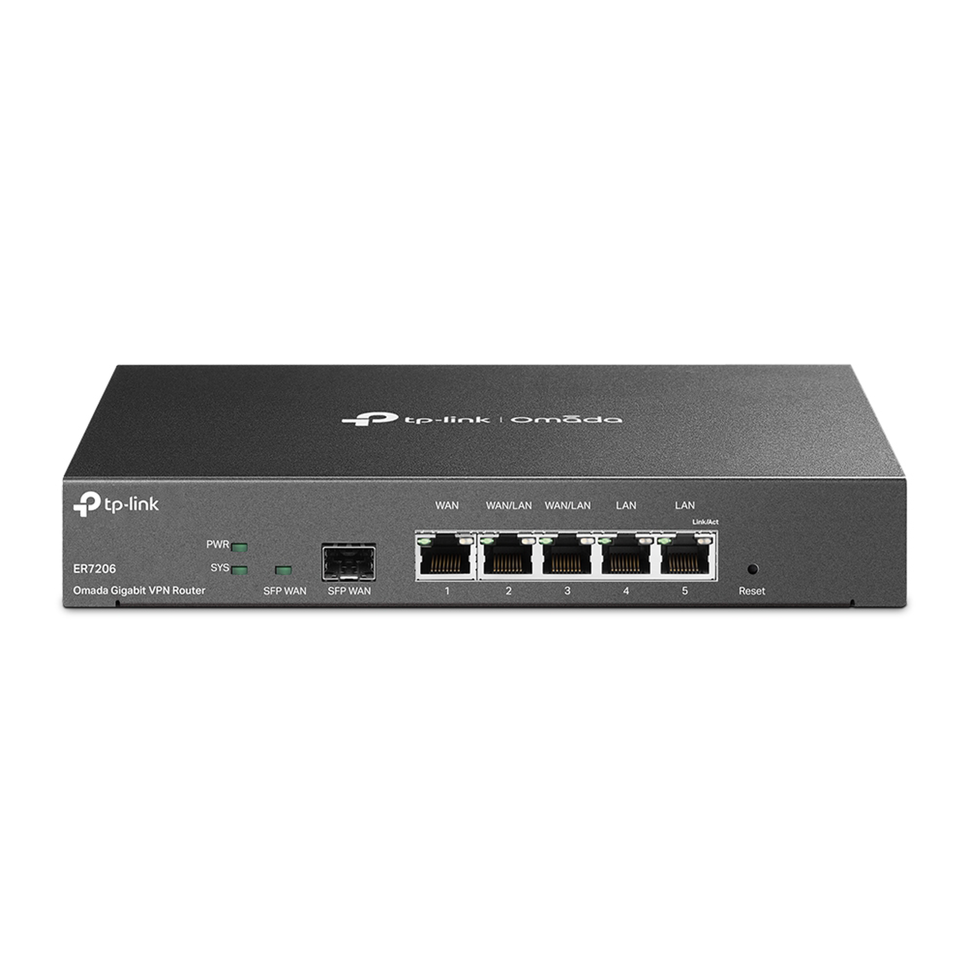 Router Omada VPN / SDN Multi-WAN Gigabit / 1 Puerto WAN SFP Gigabit / 1 Puerto WAN RJ45 Gigabit / 2 Puertos LAN RJ45 Gigabit / 2 Puertos Configurables LAN/WAN / 150,000 Sesiones Concurrentes / AdministraciÃ³n Centralizada Omada o Stand-Alone