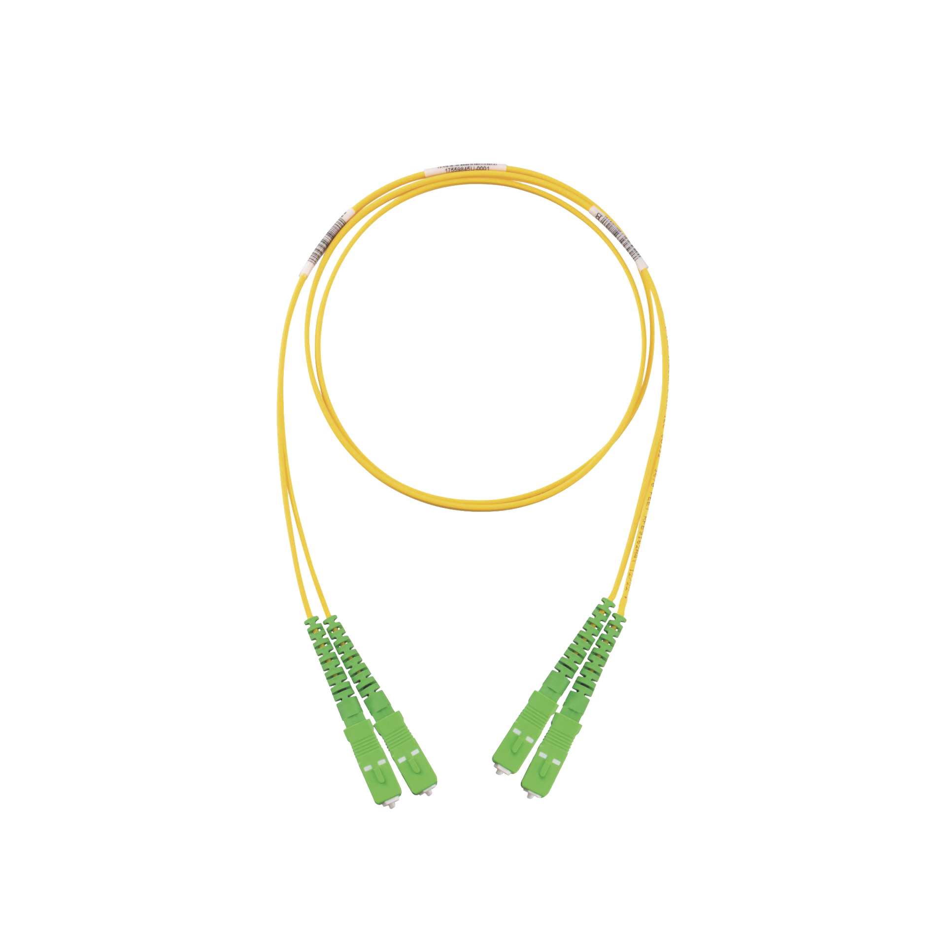 Jumper de Fibra Optica Monomodo 9/125 OS2, SC/APC-SC/APC Duplex, OFNR (Riser), Color Amarillo, 2 Metros