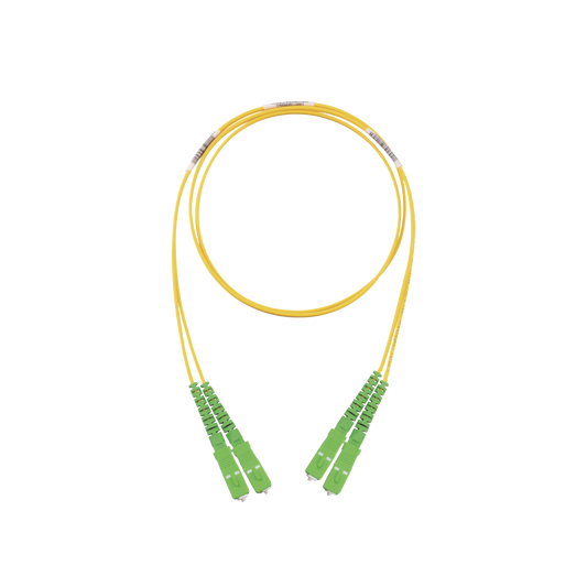 Jumper de Fibra Optica Monomodo 9/125 OS2, SC/APC-SC/APC Duplex, OFNR (Riser), Color Amarillo, 2 Metros