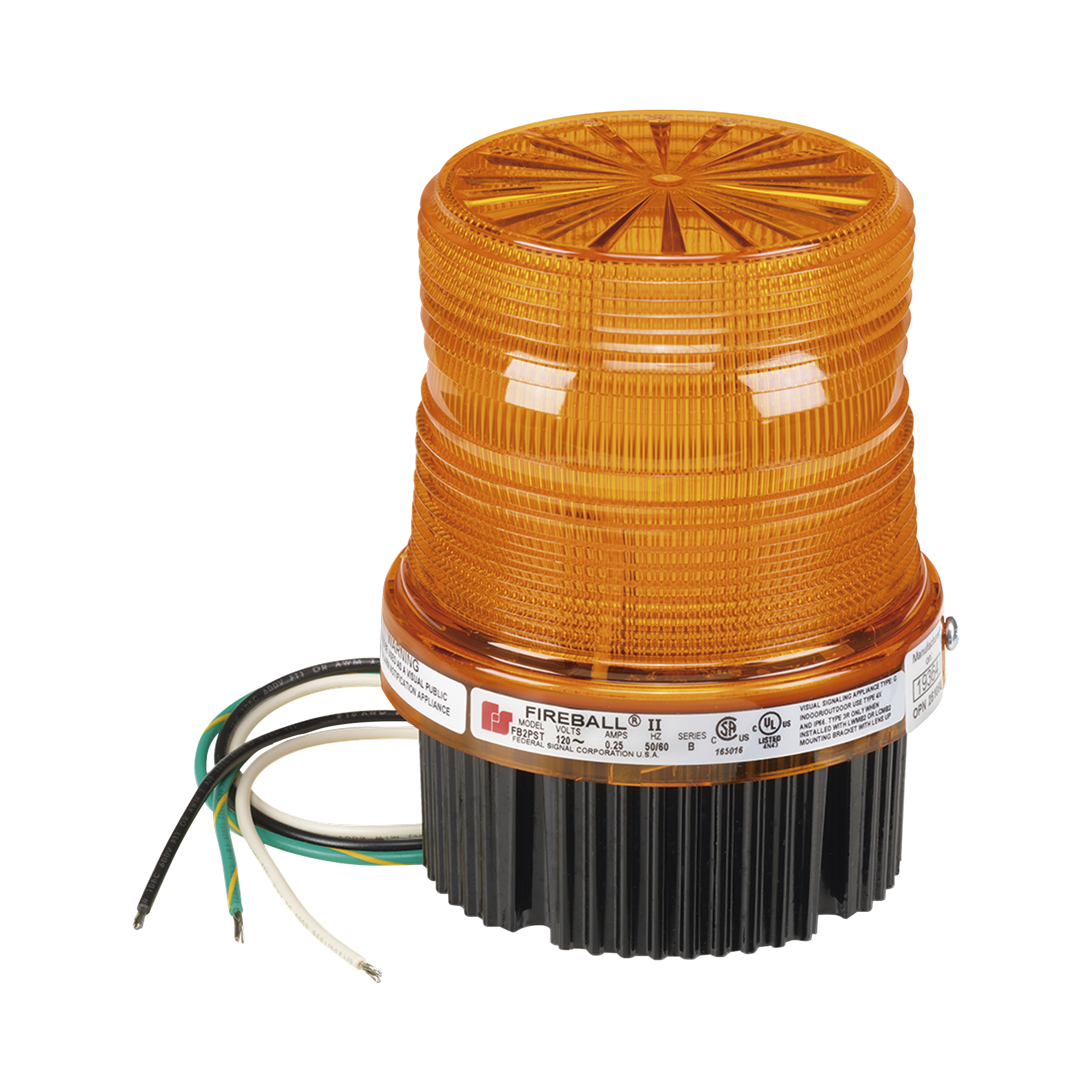 Luz de advertencia estroboscÃ³pica FireballÂ®, Listado por UL y cUL, 120 VCA, color Ã¡mbar