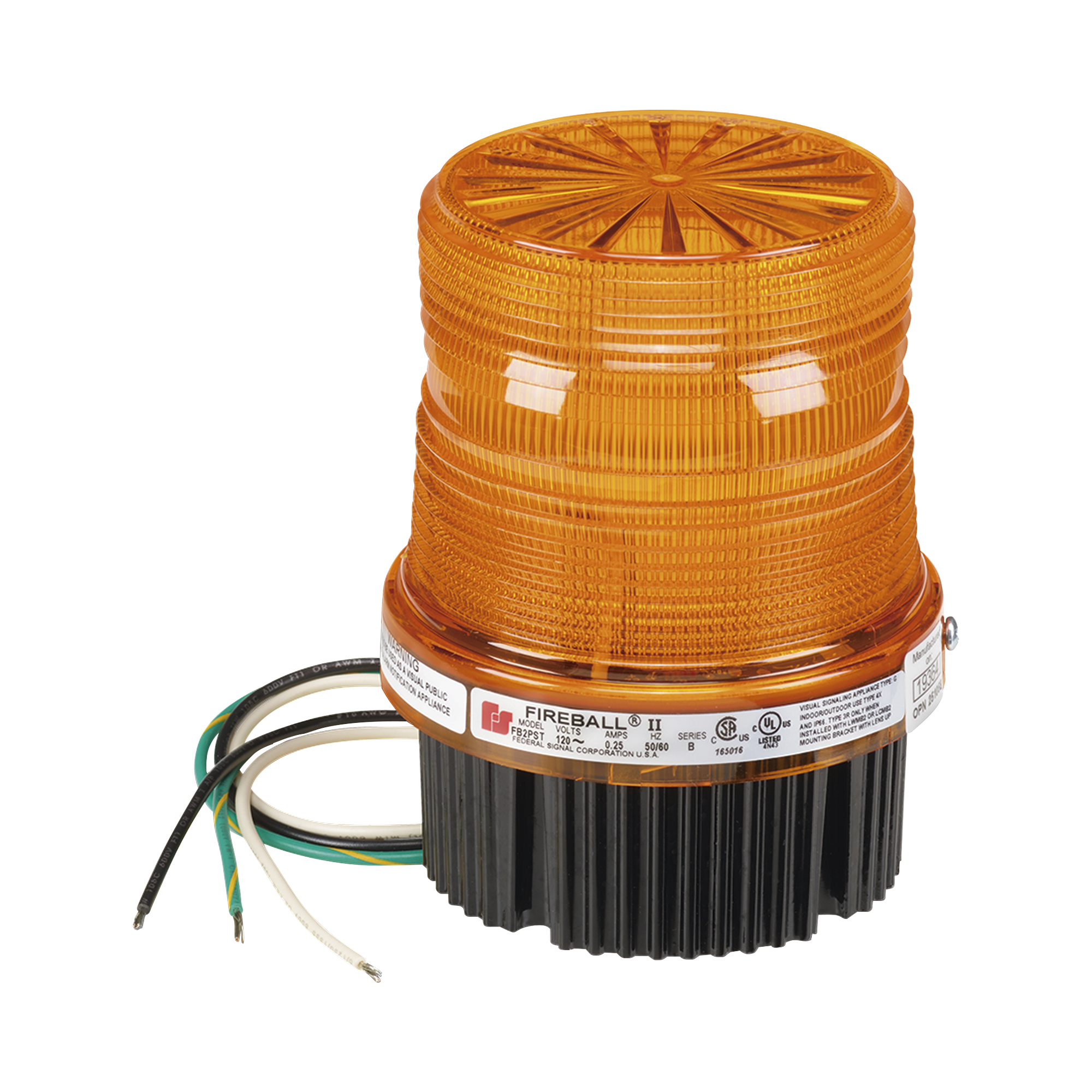 Luz de advertencia estroboscÃ³pica FireballÂ®, Listado por UL y cUL, 120 VCA, color Ã¡mbar