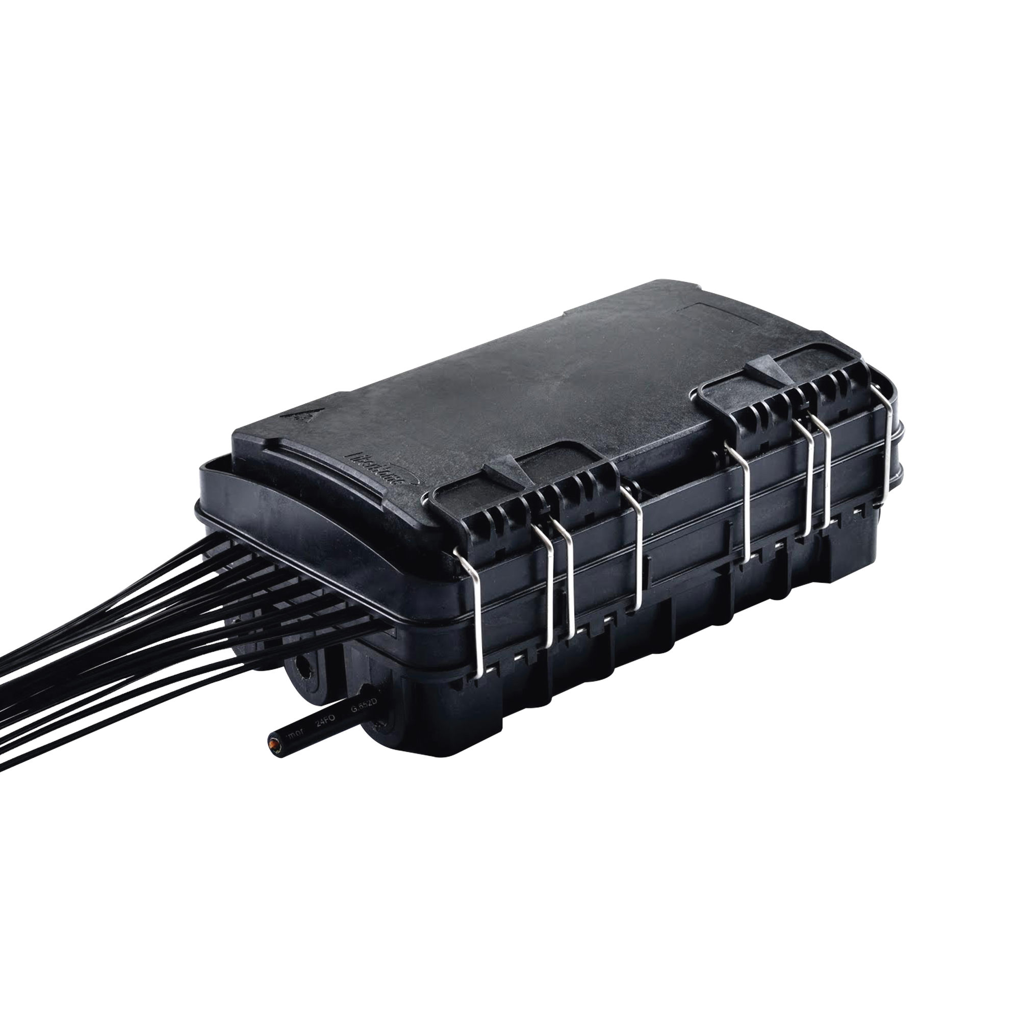 Caja de DistribuciÃ³n de Fibra Ãptica para 24 Empalmes, con 16 acopladores SC/APC simplex, Exterior IP65, Color Negro