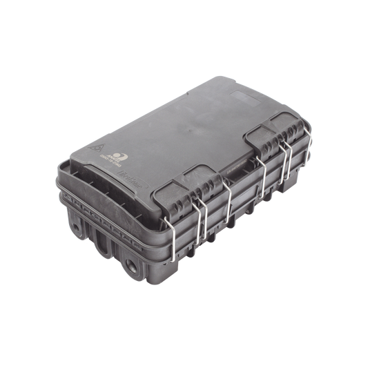 Caja de DistribuciÃ³n de Fibra Ãptica para 24 Empalmes, con 8 acopladores SC/APC simplex, Exterior IP65, Color Negro