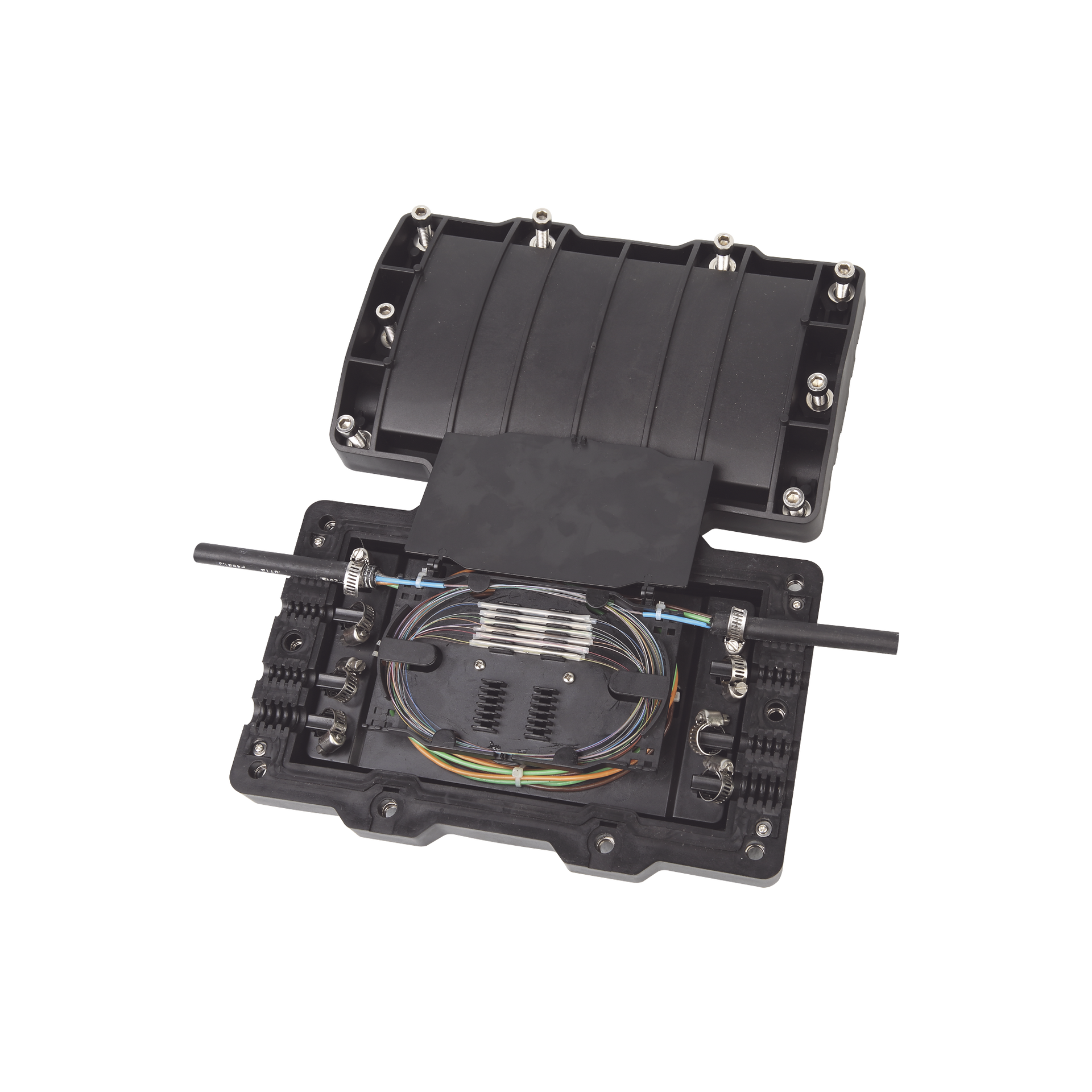 Caja de DistribuciÃ³n de Fibra Ãptica Horizontal, hasta 48 empalmes, Exterior IP68