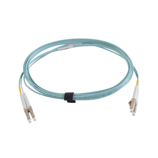 Jumper de Fibra Ãptica Multimodo 50/125 XGLO OM4, LC-LC Duplex, OFNR, Color Aqua, 7 Metros