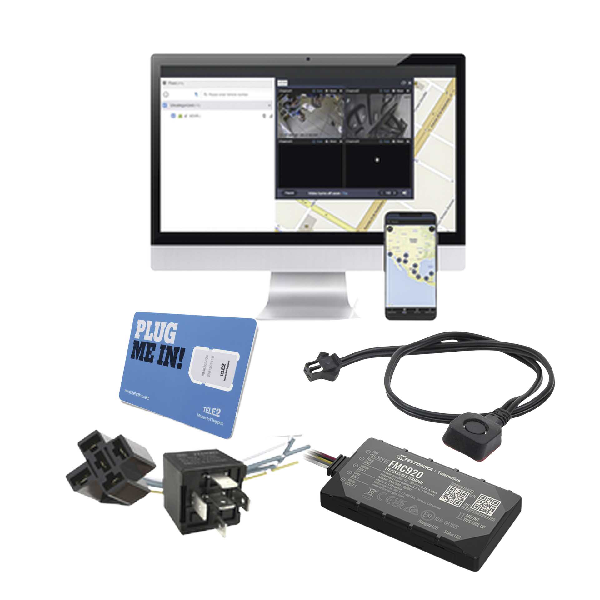 KIT de Localizador 4G LTE, SIM SIM30M2M, VOUCHER POR 1 Mes, Plataforma Por 1 Mes, Relevador y BotÃ³n de PÃ¡nico.