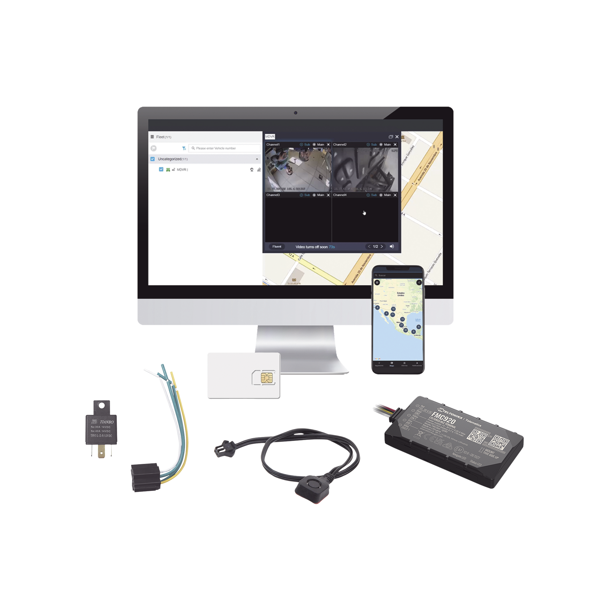 Kit Rastreador Vehicular 4G LTE CAT 1 y 2G/Bluetooth/Anualidad de SIM600MB1Y /Anualidad de EPCOMGPSCODE/ Relevador/boton SOS