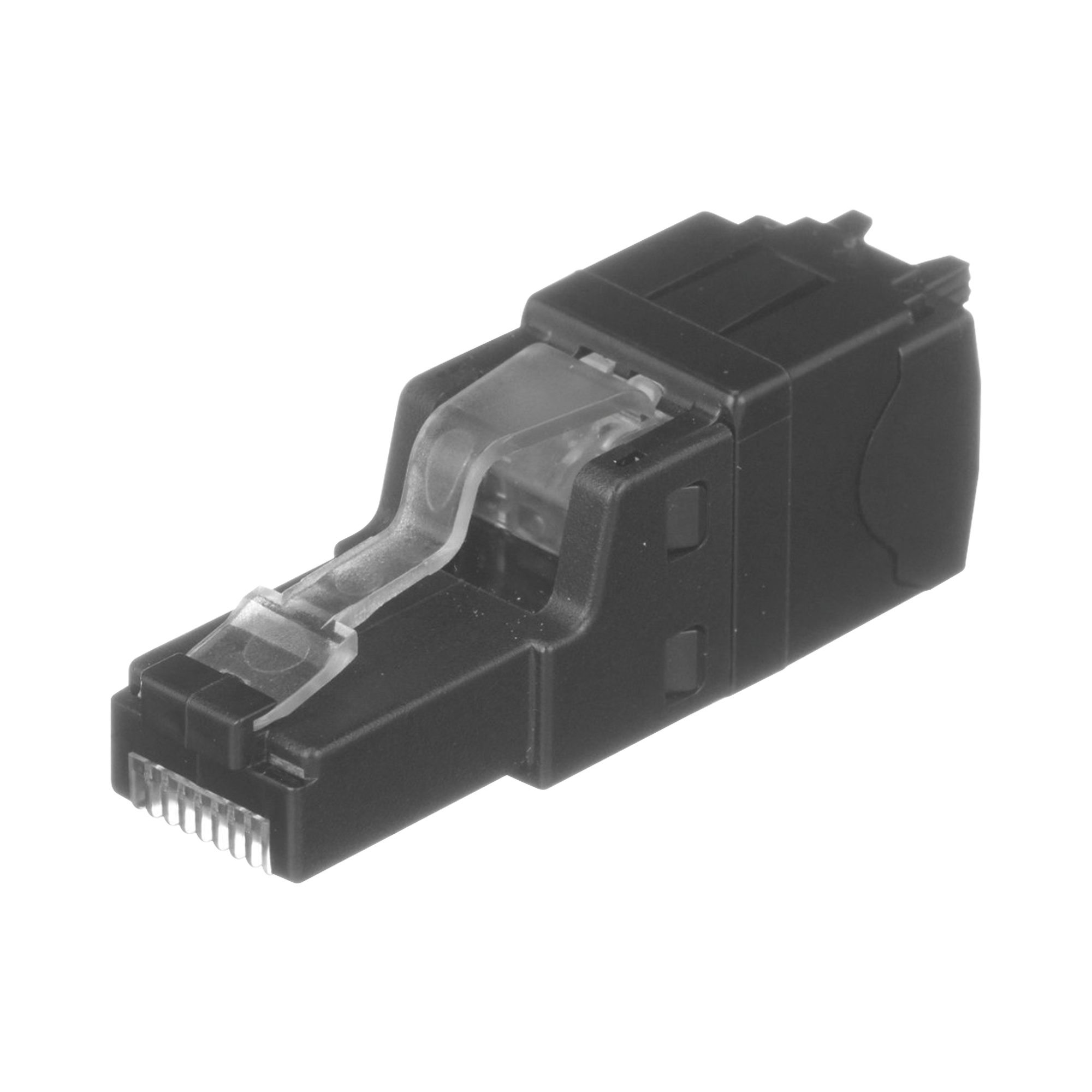 Plug RJ45 UTP, InstalaciÃ³n Recta, TerminaciÃ³n en Campo Certificable, Compatible con Cat5e, Cat6 y Cat6A, Color Negro