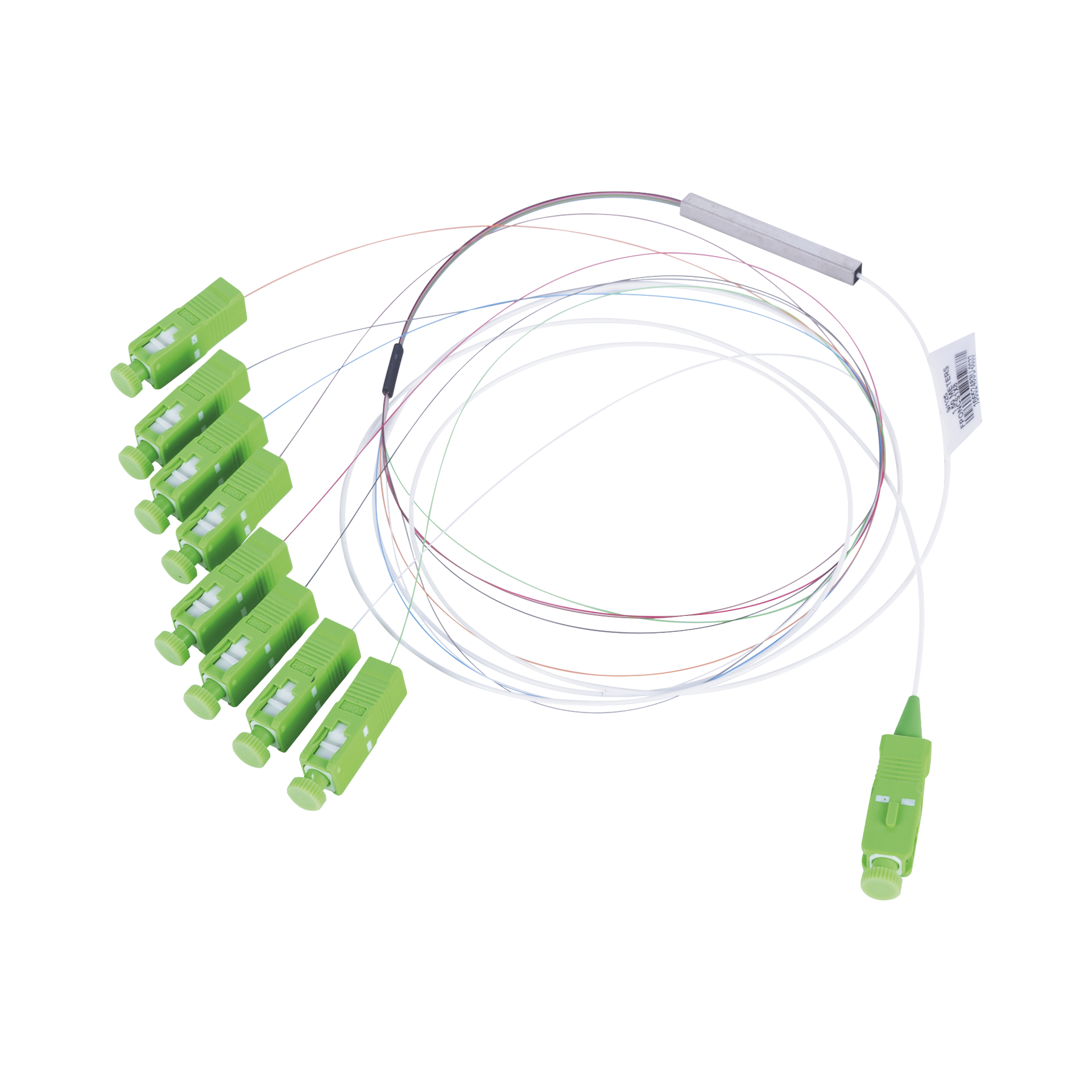 Divisor Ãptico (Splitter) Tipo PLC, de 1x8, Con Conector de Entrada SC/APC y Conectores de Salida SC/APC