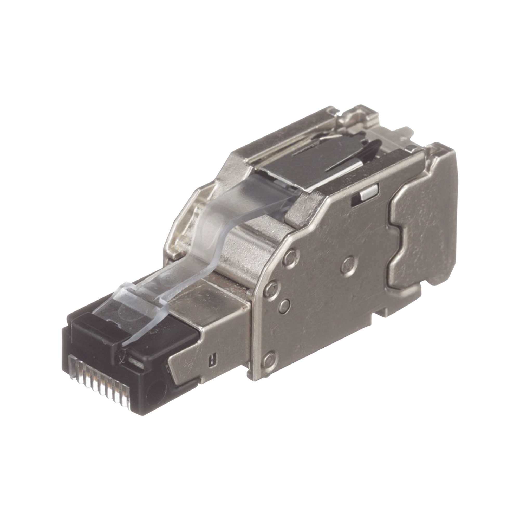 Plug RJ45 Blindado, InstalaciÃ³n Recta, TerminaciÃ³n en Campo Certificable, Compatible con Cat5e, Cat6 y Cat6A, Color Plata, Paquete de 10 Piezas