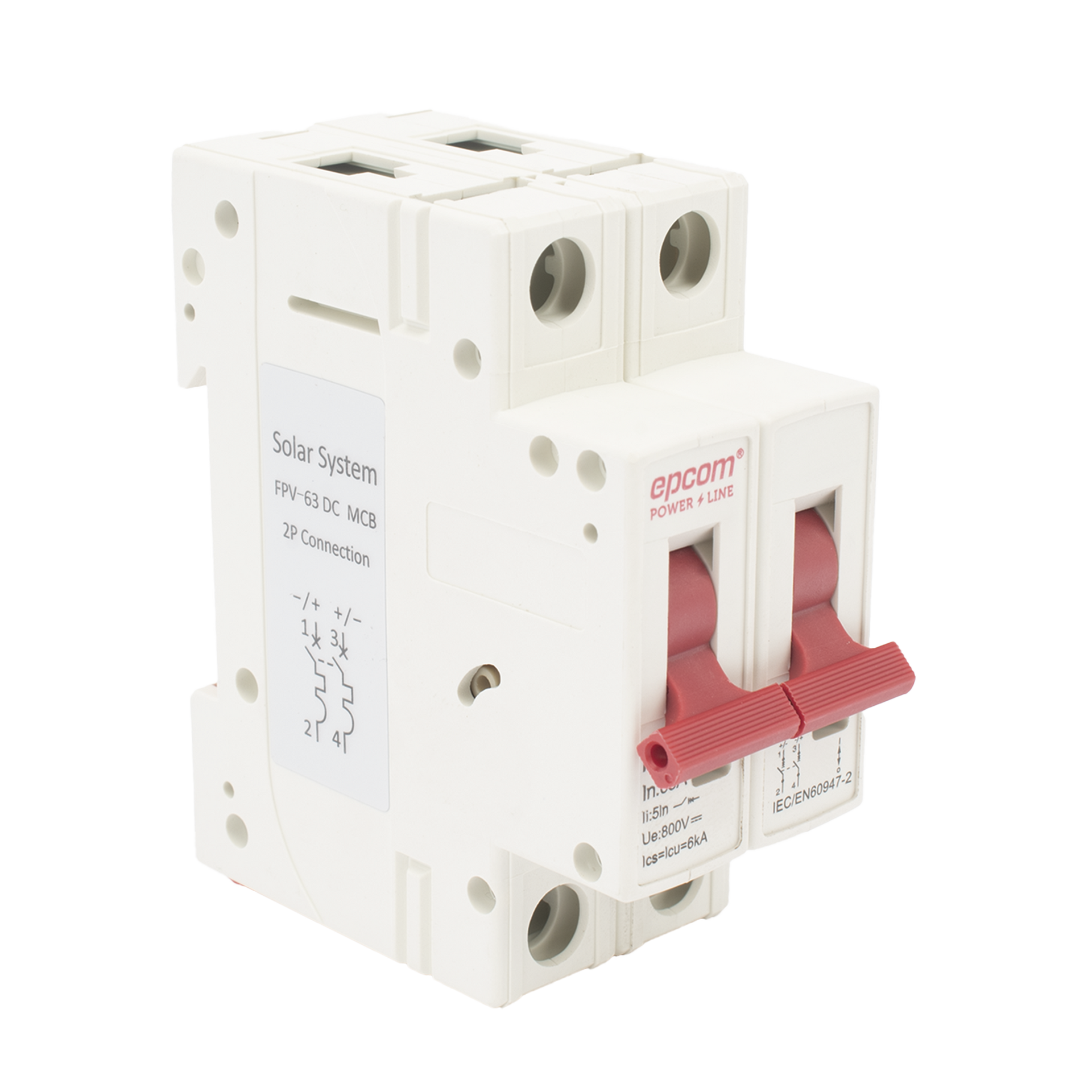 ProtecciÃ³n TÃ©rmica/ InterrupciÃ³n 2P,  63 A,  Corriente Directa  800 Vcc para AplicaciÃ³n Fotovoltaica Montaje Riel DIN