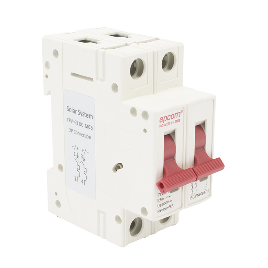 ProtecciÃ³n TÃ©rmica/ InterrupciÃ³n 2P,  63 A,  Corriente Directa  800 Vcc para AplicaciÃ³n Fotovoltaica Montaje Riel DIN