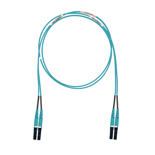 Jumper de Fibra Optica Multimodo 50/125 OM3, LC-LC Duplex, LSZH (Cero HalÃ³genos), Color Aqua, 1 Metro